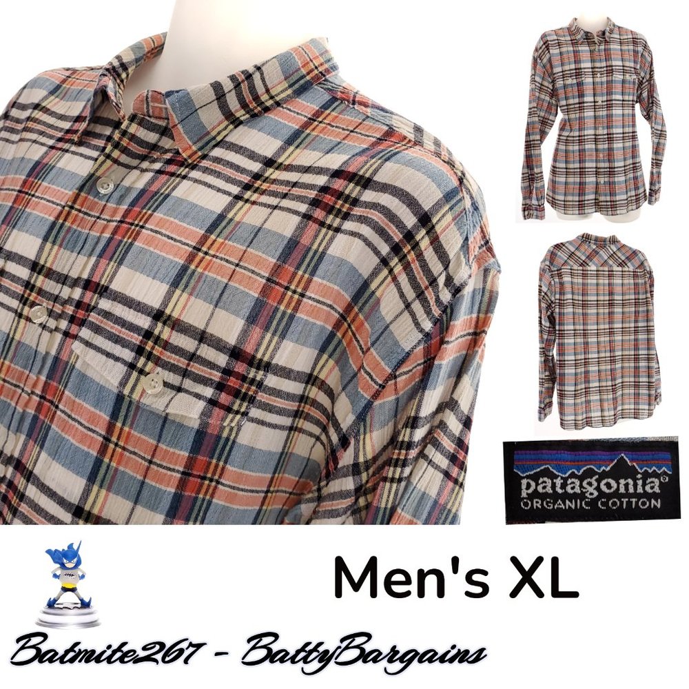 Patagonia Pink Plaid Organic Cotton Mens XL L/S